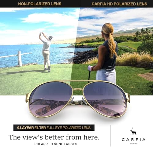 CARFIA Pilot Polarized Sunglasses for Men Women UV400 Vintage Retro Style Driving Sun glasses - Thumbnail 5