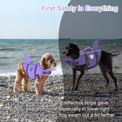 Dogcheer Shark Fin Dog Life Jacket, High Buoyancy Dog Life Vest with Chin Float for Swimming Boating, Adjustable Puppy Float Swim Vest for Small Medium Large Dogs -Taro Purple,M - Thumbnail 5