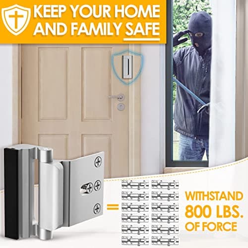 Home Security Door Lock, 2 Pack Childproof Door Reinforcement Lock with 3 Inch Stop Withstand 800 lbs for Top Front Inward Swinging Door, Upgrade Flip High Night Lock to Defend Your Home Kids - Thumbnail 3