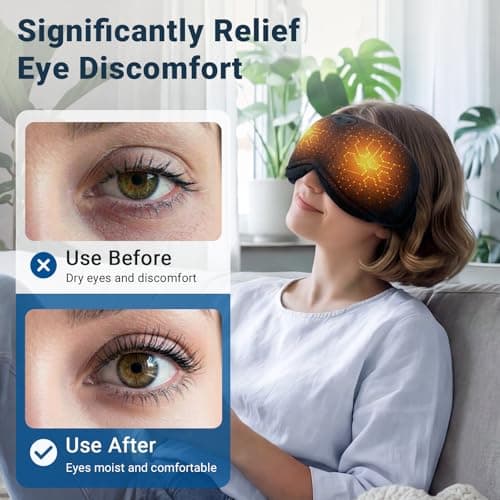 2 in 1 Heated & Cooling Gel Eye Mask - Cooling Eye Mask for Migraine Headaches Relief - Cordless Heated Eye Mask for Dry Eyes 3 Heat Settings Warm Compress for Stye Eye Treatment Washable Pad Cover - Thumbnail 4