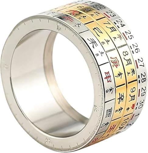 RinQinKn Stress Relief Spinning Ring Calendar Ring,Gold and Stainless Steel Plated, Master Soothsayer (9) - Image 1