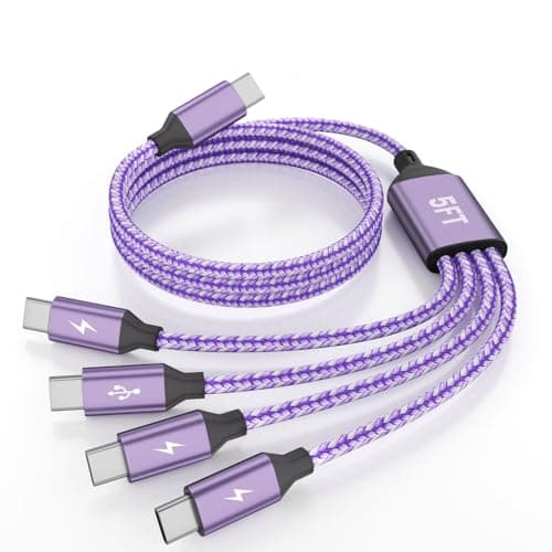 Jogrytece Upgrade 4 in 1 Multi Charging Cable, USB C to USB C Cable with 4 X Type-C, Travel Holiday Essentials Phone Charger Cord for iPhone 17/16/15, Galaxy, Android (1Pack 5FT)