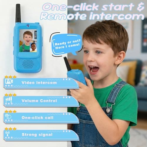 Kids Video Walkie Talkies Toy for Boys and Girls, 2.4GHz Two Way Radio with Real-Time Video and Audio, Voice Changer, Long Range Communication Device for Indoor Outdoor Play (Blue-Blue) - Thumbnail 4