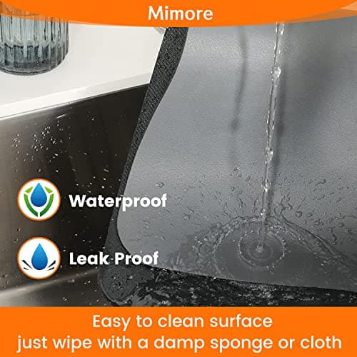 Mimore Coffee Mat - 18x24 Inch Grey Countertop Mat - Absorbent, Hides Stains, Rubber Backed - Dish Drying Mat Fits Under Coffee Maker or Espresso Machine (Compatible with Ninja Luxe Cafe) - Thumbnail 6