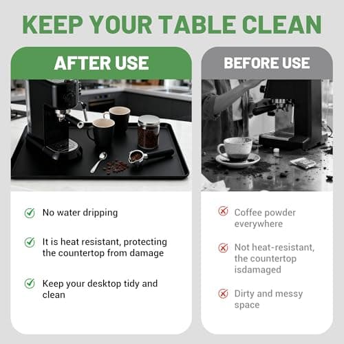 WZGUSXN 24-inch Coffee Mat - Heat Resistant Silicone for Coffee Bar & Kitchen Counter - Bar Mat for Countertops - Decor Under Espresso Machine & Makers (Black) - Thumbnail 3