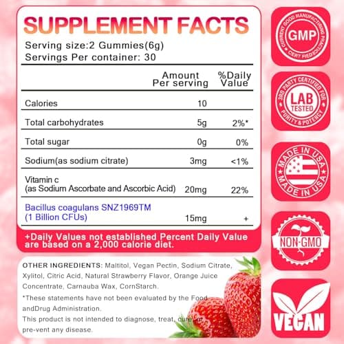 JianQ PH Gummies for Women - Ph Balance Gummies for Women Private Area, Feminine Gummy for Immune & Energy Supplement, Vegan, Gluten-Free, Strawberry Flavor, 60 Count - Thumbnail 2