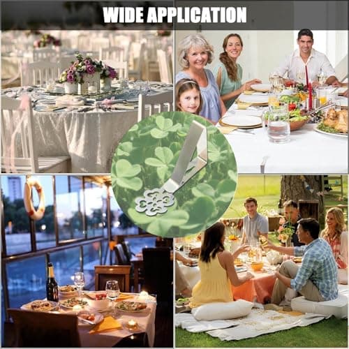 Tablecloth Clips for Outdoor Thick Tables 10 Pack, Lucky Clover Picnic Table Cloth Holder Clip Indoor, Heavy Duty Stainless Steel Cover Clamp for Party Wedding Home Restaurant Camping Accessories - Thumbnail 5