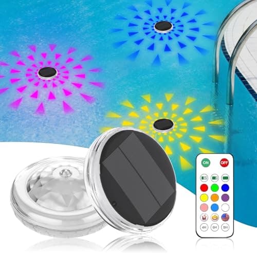 ivotow Pool Lights-2pcs,Solar Rechargeable Floating,Pool Lights that Float with Remote Control, Modes 9 Lighting Timing Mode IP67 Waterproof for Inground Pool, Bathroom, Bathtub, Pool Party
