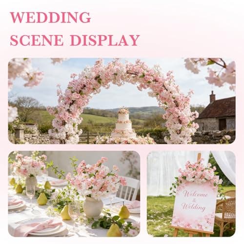 4 Pcs Artificial Cherry Blossom Branches, 27.6" Tall Artificial Silk Flowers Long Stem for Tall Vase, Realistic Fake Cherry Blossom Spring Decorations for Home Office Wedding Table Centerpiece Decor - Thumbnail 6