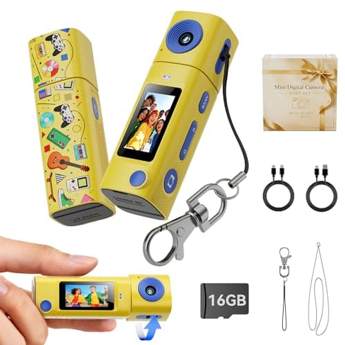 Mini Keychain Digital Camera:2K Digital Mini Camera with 16GB Card, Vintage Keychain Camera with 270° Rotating Lens, 400mAh Battery Portable Small Cameras with Elegant Gift Box for Travel,Kids,Gifts - Image 1