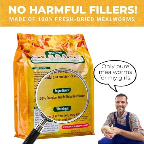 Nature Anywhere Mealworms for Chickens 5LB Mighty Mealworm, Chicken Feed Topper, Chicken Food for Laying Hens, No Fillers, SGS Tested, Resealable Bag, Bird Food for Outside Wild Birds - Thumbnail 4
