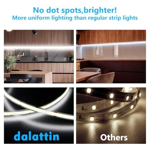 dalattin COB LED Strip Lights,16.4ft LED Lights, 608 LEDs/m High Density Flexible 24V Flexible Tape Light with Remote & Touch Control,Dimmable 2700K-6500K for Living Room, Bedroom, Kitchen Lighting - Thumbnail 4