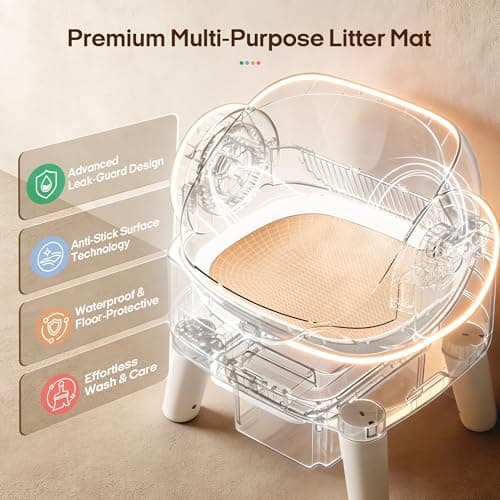RPZ Automatic Self-Cleaning Cat Litter Box for Large Cats & Multi-Cat Homes, Smart Electric Auto Cleaning Litter Box with Litter Mat & 2 Cleaning Solutions, Ideal for Busy Homes & Apartments - Thumbnail 5