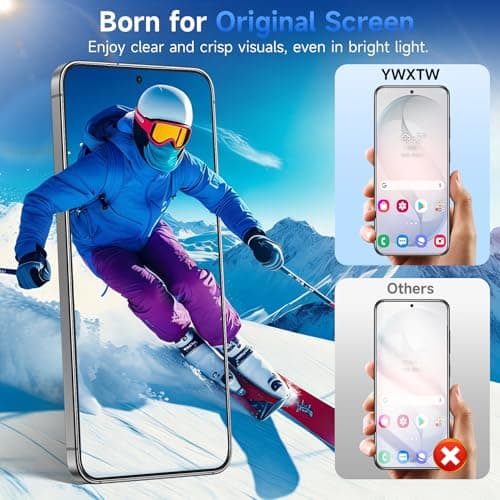 YWXTW Anti Reflective Screen Protector for Samsung Galaxy S26+, [Bubble Free] Anti Glare & EZ Unlock Tempered Glass S26+ Accessories, Case Friendly, 2 Pack - Thumbnail 2