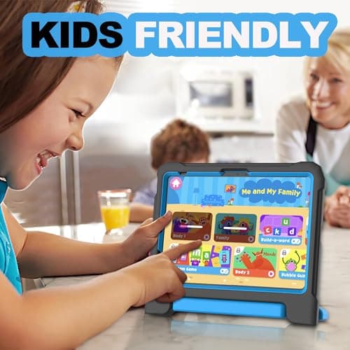 YIHE Kids Case for iPad (A16) 11th Generation 11 Inch 2025 & iPad 10th Generation 10.9 inch 2022, with Built-in Screen Protector and Handle Stand, Full Body Shockproof Protective Cover, BlackBlue - Thumbnail 4