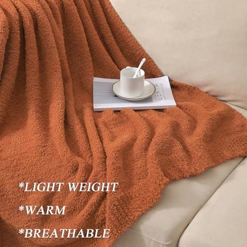bearberry Super Soft Fall Throw Blanket Lightweight Cozy Warm Throw Blankets for Couch Bed Sofa All Season (Caramel, 50”x60”) - Thumbnail 4