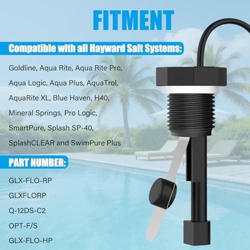 Hexsure Upgraded GLX-FLO-RP Pool Flow Switch Assembly Compatible with Hayward Goldline Aqua Rite Salt Chlorine Generator System, Salt Cell Pool Flow Sensor with 15ft Cable, Metal Probe - Thumbnail 2