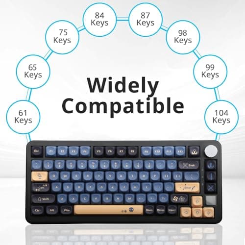 AKepopery MOA PBT Keycaps, Custom Keyboard Keycaps 60 65 75 100 Percent, 5 Side Dye Sublimation,134 Keys Set for Cherry Gateron MX Switches Mechanical Keyboard Sword Blue - Thumbnail 2