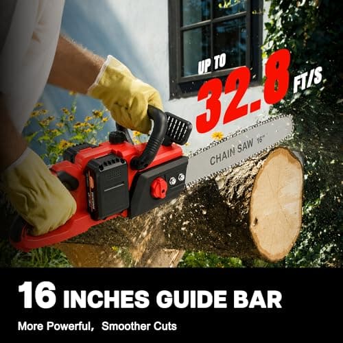 2026 New 16“ Cordless Chainsaw: Brushless Electric Saws with 2×3.0Ah Batteries & Charger, Tool-Free Chain Tension, Auto Oiling, for Tree Trimming, Wood Cutting, Yard Work - Thumbnail 5