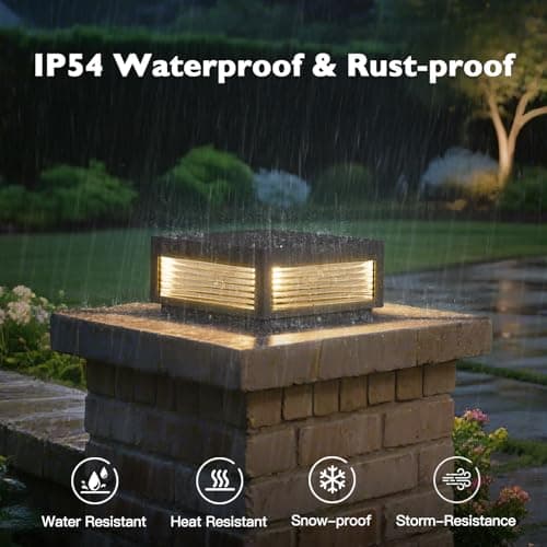 PAKEDANDUN Outdoor Post Lights, 11.81" Column Pillar Light Hard Wired, Modern Fence Posts Lamp Waterproof 3000K Warm LED Lighting Lantern with E26 Bulb for Patio Driveway Garden Decoration - Thumbnail 4