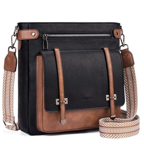 Roulens Crossbody Bags for Women,Multi Pocket Crossbody Purses Vegan Leather Shoulder Handbags Travel Purse Adjustable Strap - Image 1