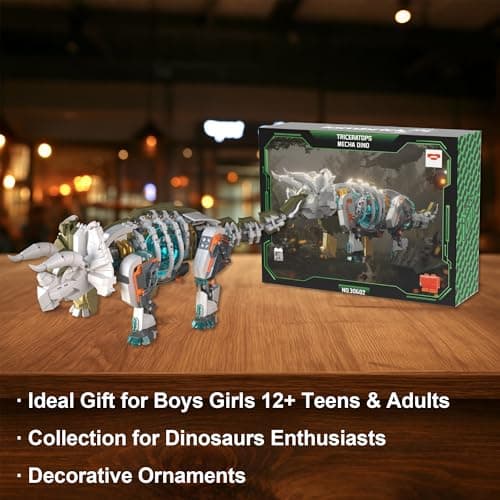 Brixelion Dinosaur Toy Building Sets, Mechanical Dino Buildings Blocks Set for Boys Girls 12+Teens Adults, Creative Model Kits Home Room Office Decor Birthday, Triceratops 1180PCS - Thumbnail 6