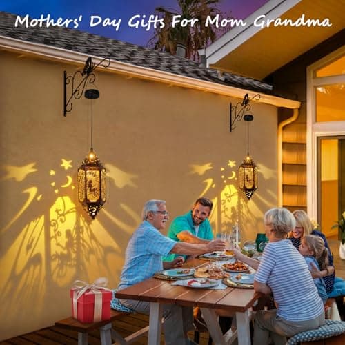 Go2garden 12.4" Solar Outdoor Lanterns Waterproof Garden Gifts Women, Moon Solar Outdoor Lights for Balcony,Backyard Porch Mothers Day Gifts for Mom, Grandma(2Pack, Red Copper) - Thumbnail 2