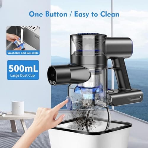 MBTTODF Cordless Vacuum Cleaner, Stick Vacuum Cordless Rechargeable with Power Suction, Up to 40-Min Runtime, Lightweight Vacuum Cleaners for Home, Hardwood Floor,Pet Hair,Carpets,Tile(Blue) - Thumbnail 4