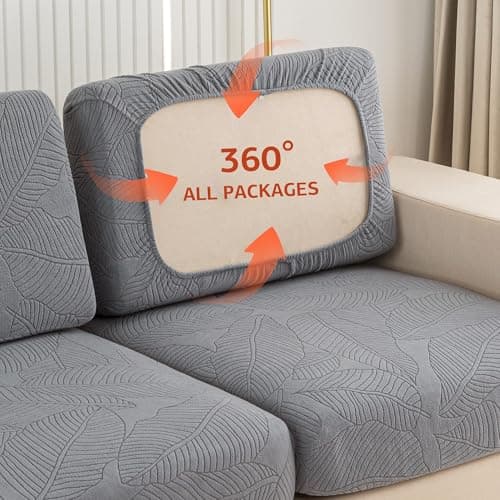 UWWGKK Stretch Couch Cover for Sectional Sofa - Multiple Patterns & Colors,Sofa Cover Design for Backrest,Light Grey Bjy Backrest Cushion(1 Pcs)