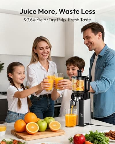 Juicer Machines, EUHOMY 5.8" Wide Feed Chute Cold Press Juicer for Whole Vegetables & Fruits with 400W, High Juice Yield, Easy to clean, Black Stainless Steel - Thumbnail 3