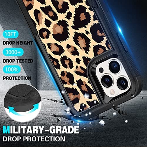 LOQUPE Designed for iPhone 13 pro max,Heavy-Duty Tough Rugged Lightweight Slim Shockproof Protective Case for iPhone 13 pro max 6.7 Inch,Women Girls,Cute Leopard Print Pattern - Thumbnail 3