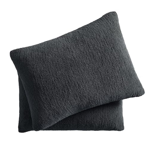 Sunday Citizen Snug Sham Set (Set of 2) – Ultra Soft Fluffy Pillow Shams, Decorative Bed Pillow Shams - Signature Snug Fabric, Hypoallergenic, Machine Washable - Standard (20.5" x 26.5") - Coal - Image 1