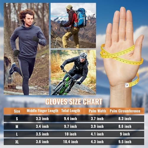 Cevapro Winter Gloves Men Women, Touchscreen Warm Running Gloves Windproof Thermal for Cold Weather Cycling Driving Hiking - Thumbnail 6