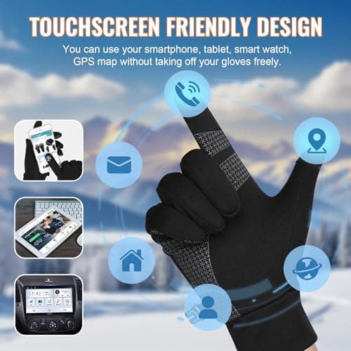 Cevapro Winter Gloves Men Women, Touchscreen Warm Running Gloves Windproof Thermal for Cold Weather Cycling Driving Hiking - Thumbnail 2