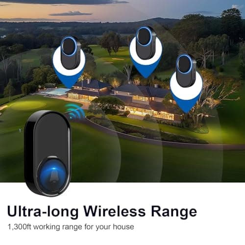 Wireless Doorbell, PHYSEN Wireless Doorbell for Classroom 3 Push Buttons 2 receivers, Operating at 1300 ft Range, 58 Melodies 5 Volume Levels & LED Flash, Waterproof Doorbell Chime Kits for Home - Thumbnail 6