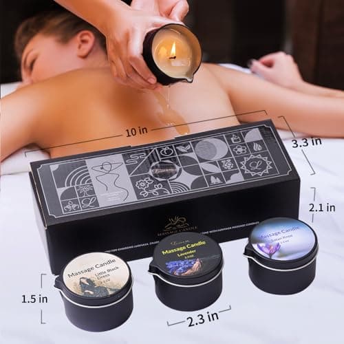Massage Oil Candle 3 Pack Warming Skin Lotion Soy Wax Home SPA 6.9oz | Vegan Essential Oil Infused Body Lotion Relaxation Stress Relief Scented Wax Candle Low Temp for Couples Date Night - Thumbnail 4
