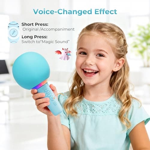 Wireless Kids Karaoke Microphone Karaoke Mic Speaker with LED Light - Thumbnail 2