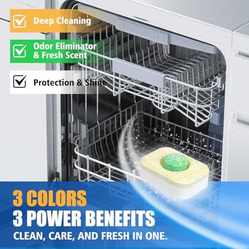 Dishwasher Cleaner Tablets - Dishwasher Cleaner And Deodorizer Tablets Lemon Scented, Heavy Duty Deep Clean Descaler Pods for Septic Safe, Prevents Buildup & Odor, Natural Limescale Remover (32 Pack) - Thumbnail 2