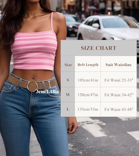 XZQTIVE Women Suede Belt Fashion Leather Belts With Silver Buckle Ladies Waist Belt For Jean Pant - Thumbnail 6