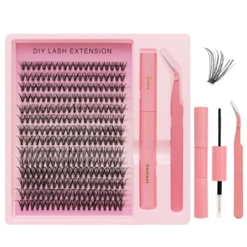 Cinlitek DIY Lash Extension Kit, 280PCS 30D Individual Cluster Lashes, Mixed Length 9–15mm, Bond and Seal with Applicator, At Home Lash Extensions for Natural Full Volume Look