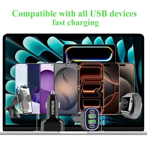 USB C Car Charger Adapter, PD 3.2 QC 5.0 Fast Charging, 4-Port Multi Car Phone Charger Compatible with iPhone 17 16 14 13 Pro Max, Galaxy S25 24 Ultra - Thumbnail 4