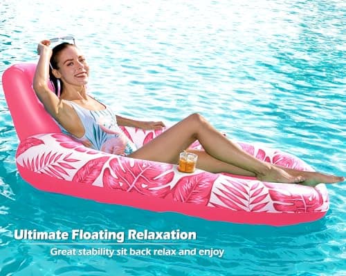 Jasonwell Inflatable Pool Float Adult - Pool Floaties Lounger Floats Raft Floating Chair Water Floaties for Swimming Pool Lake Lounge Float with Cup Holders Beach Pool Party Toys for Adults - Thumbnail 6