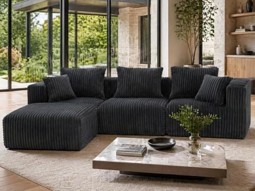Deep Seat L Shaped Couch, Modular Boneless Sectional Sofa with Ottoman, Modern Cloud Sectional Couch, No Assembly Living Room Sofa for Apartment, Bedroom & Living Room, 3 Seat + 1 Ottoman - Image 1