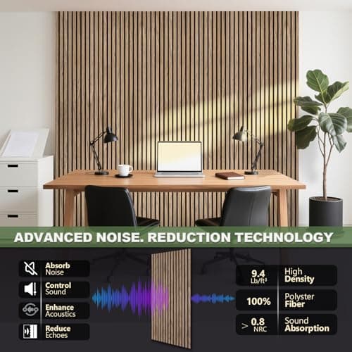 Acoustic Wall Panels, 2 Pack Wood Slat Wall Panel, Soundproof Wall Panels, 3D Textured Wall Decor for Ceiling and Wall, 47.2" x 23.6", in Walnut Finish - Thumbnail 6
