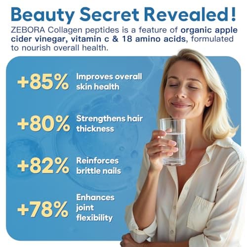 ZEBORA Multi Collagen Peptides Powder with Probiotic for Gut Health, Hydrolyzed Collagen with Digestive Enzymes, Prebiotics for Women, Support Digestive Health, Skin, Hair, Joints, Non-GMO,35 Servings - Thumbnail 4