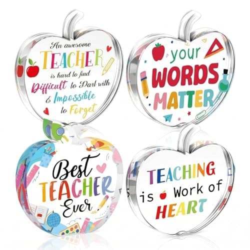 4Pcs Teacher Appreciation Gifts, Atarvana Thank You Teacher Gifts from Student - 10cm Acrylic Sign Set for Teacher's Birthday Retirement Christmas Gift, Desk & Office Decor - Image 1