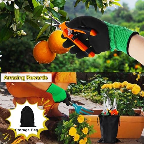 4 Pack Garden Shears Scissors,Pruning Shears, pruning shears for gardening Stainless Steel Blades, Gardening Clippers Hand Pruner With a Gardening Gloves((Red Yellow Blue Orange) - Thumbnail 3