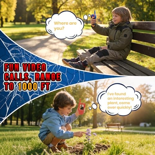 FUTESI Video Walkie Talkies for Kids 2 Pack, Rechargeable Kids Walkie Talkies Ages 3-8 with HD Camera, Long Range Outdoor Toys for Boys Girls, Spider Toy Walkie Talkies,Easter Birthday Gifts - Thumbnail 3