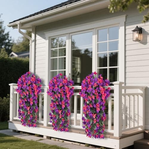 BSMYBO Bougainvillea Artificial Hanging Flowers Plants for Outdoors UV Resistant Faux Trailing Hanging Vine Outdoor Plants for Front Porch, Balcony, Patio, Outdoor Planter (Mix Color-2PCS) - Thumbnail 6