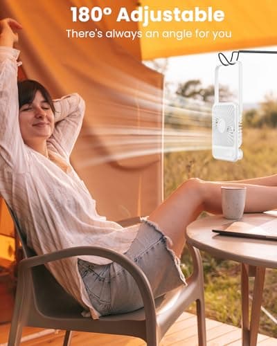 Koonie Desk Fan, Ultra Quiet 2.5-11h Battery Operated Small USB Fan with Strong Wind, 180° Tilt Folding and 3 Speeds Adjustable, Battery Powered Mini Personal Fan for Office Bedroom Desktop White - Thumbnail 3